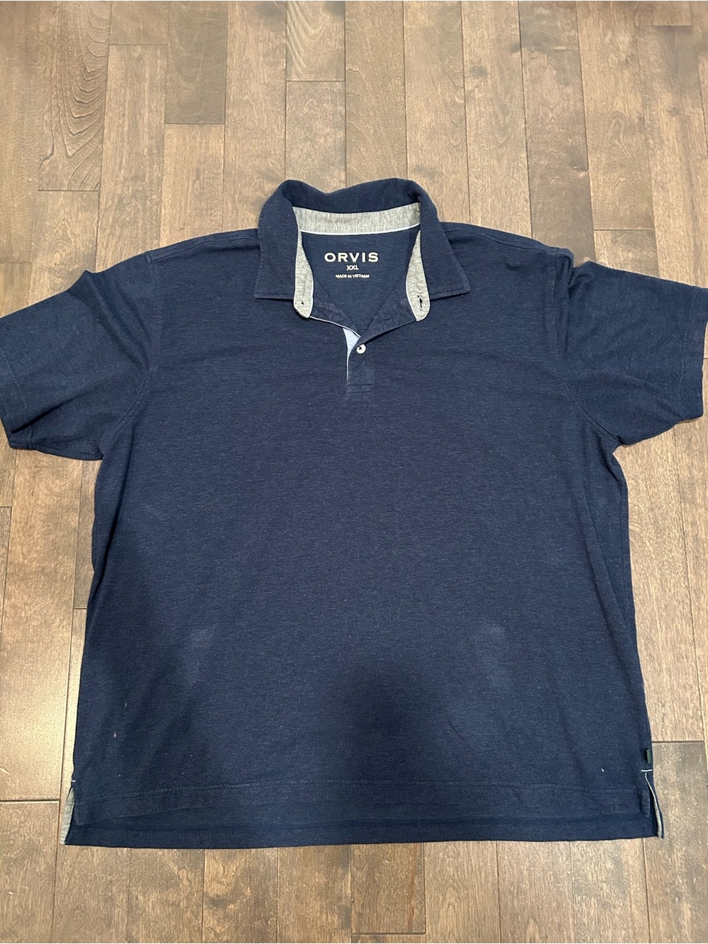 Orvis Men's Dark Navy Polo with Contrast Inner Collar